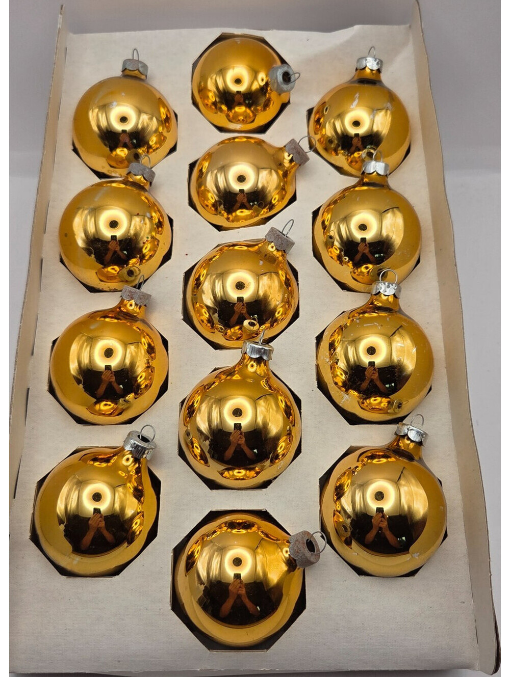 Vintage Kmart Trim A Home 13 Gold Glass Ball Christmas Ornaments USA 2in #3